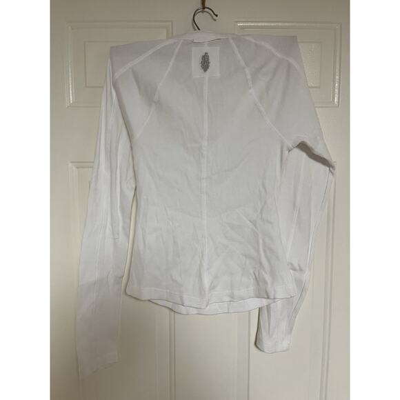 Free People Mareea Henley We The Free Ribbed Button Long Sleeve M NWOT Ivory - Picture 4 of 8